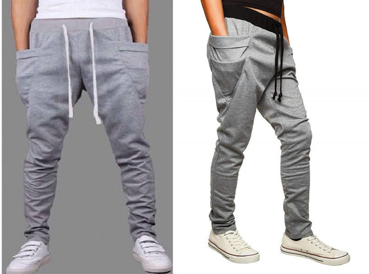 Poly Knit Solid Slim Fit Track Pant Pack Of 2