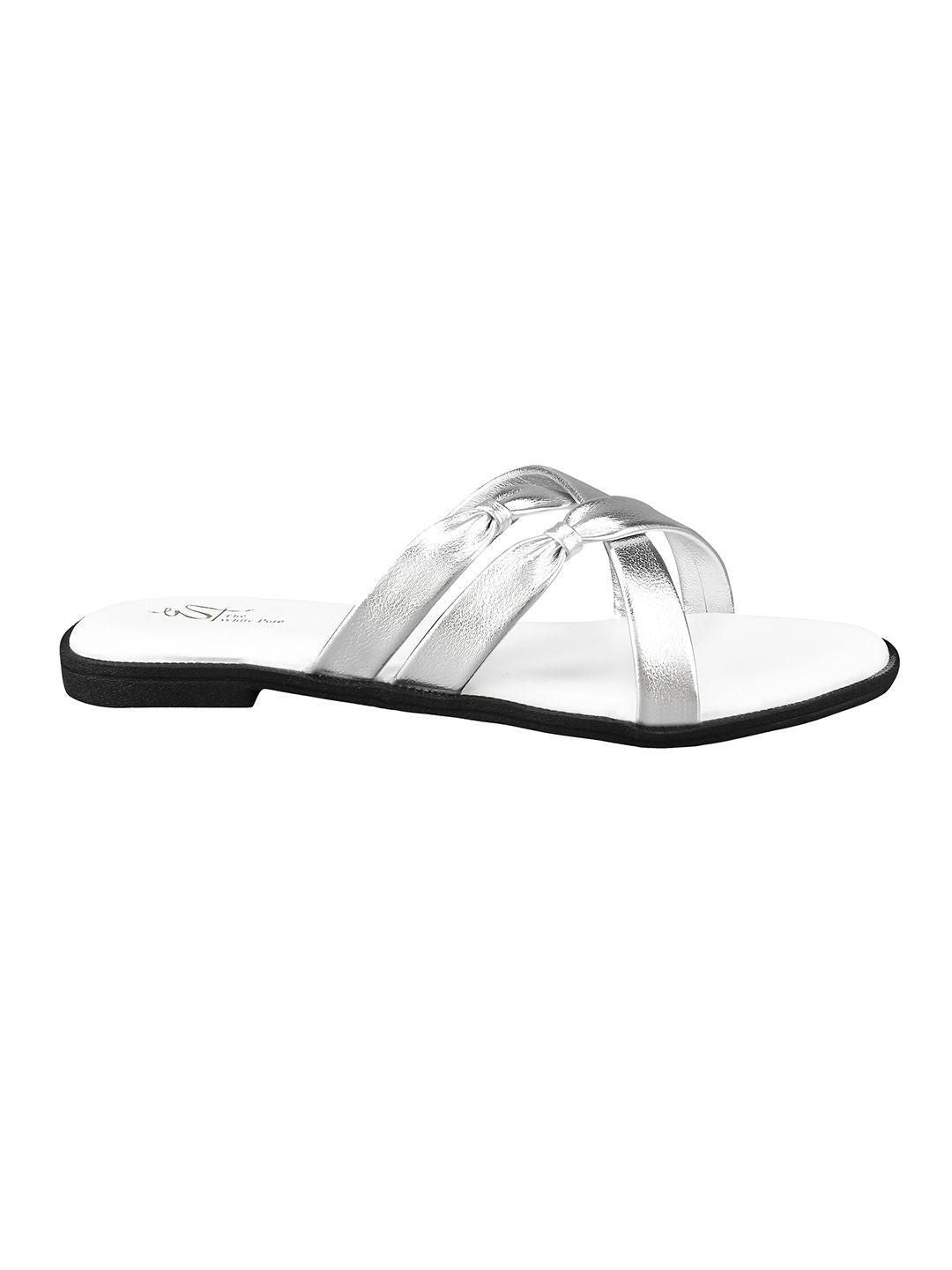 Fashionate Comfortable Flat Sole Sandal For Women - Silver