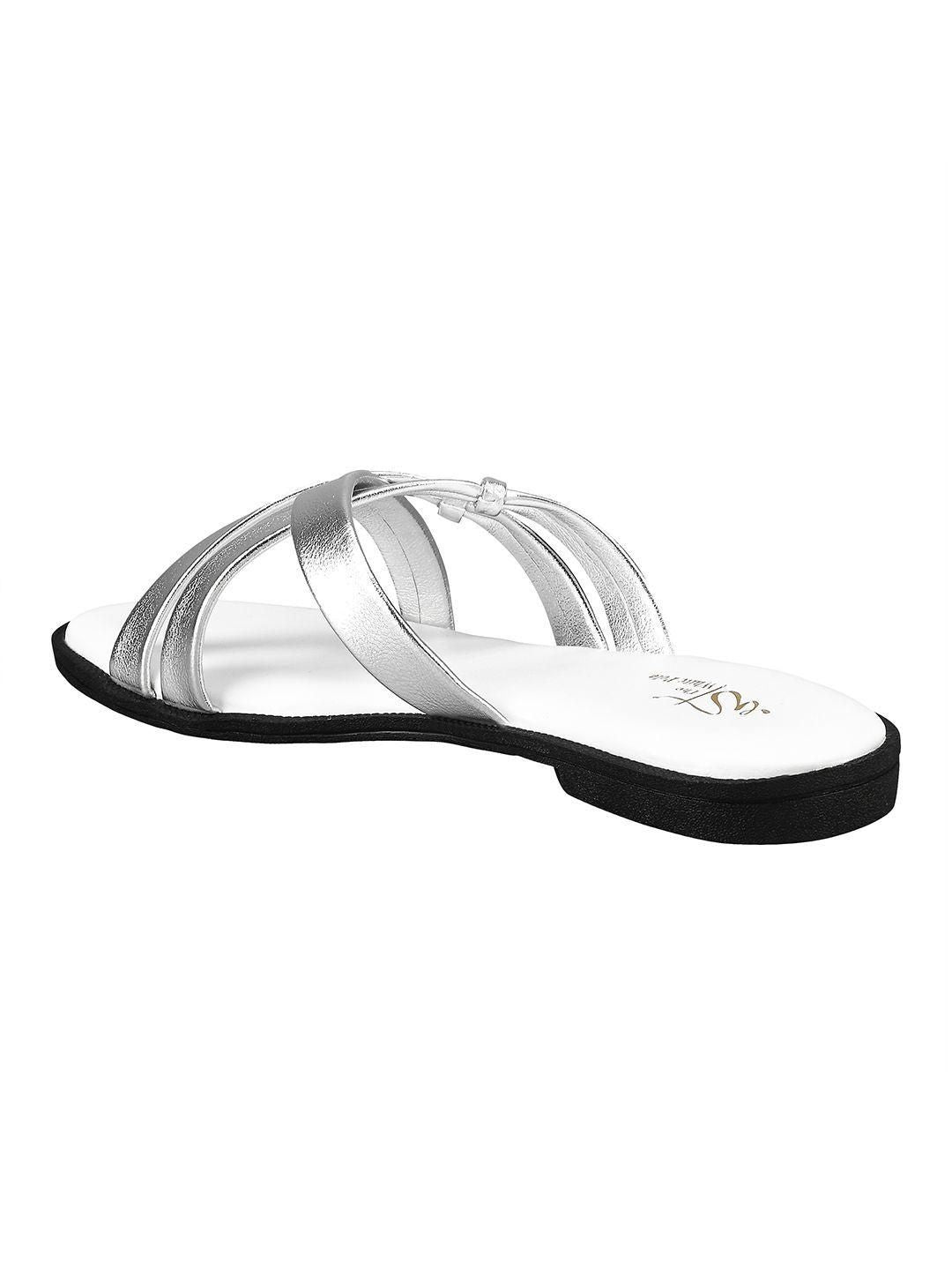 Fashionate Comfortable Flat Sole Sandal For Women - Silver